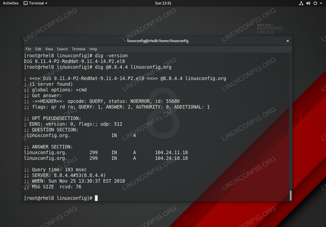 Goto Linux Com Rhel 8 Centos 8にdigをインストールする方法
