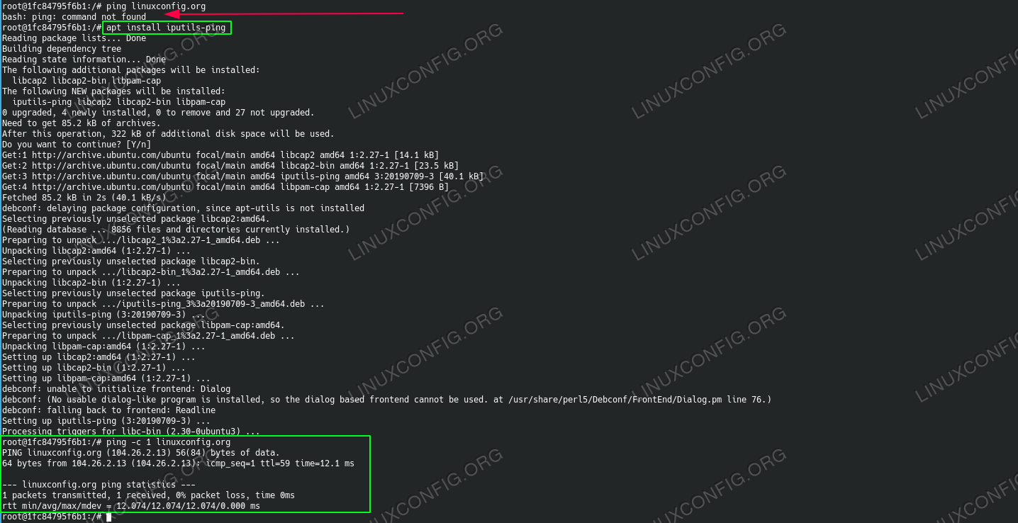 Goto Linux Com Ubuntu 04 Focal Fossa Linuxでpingコマンドが見つかりません