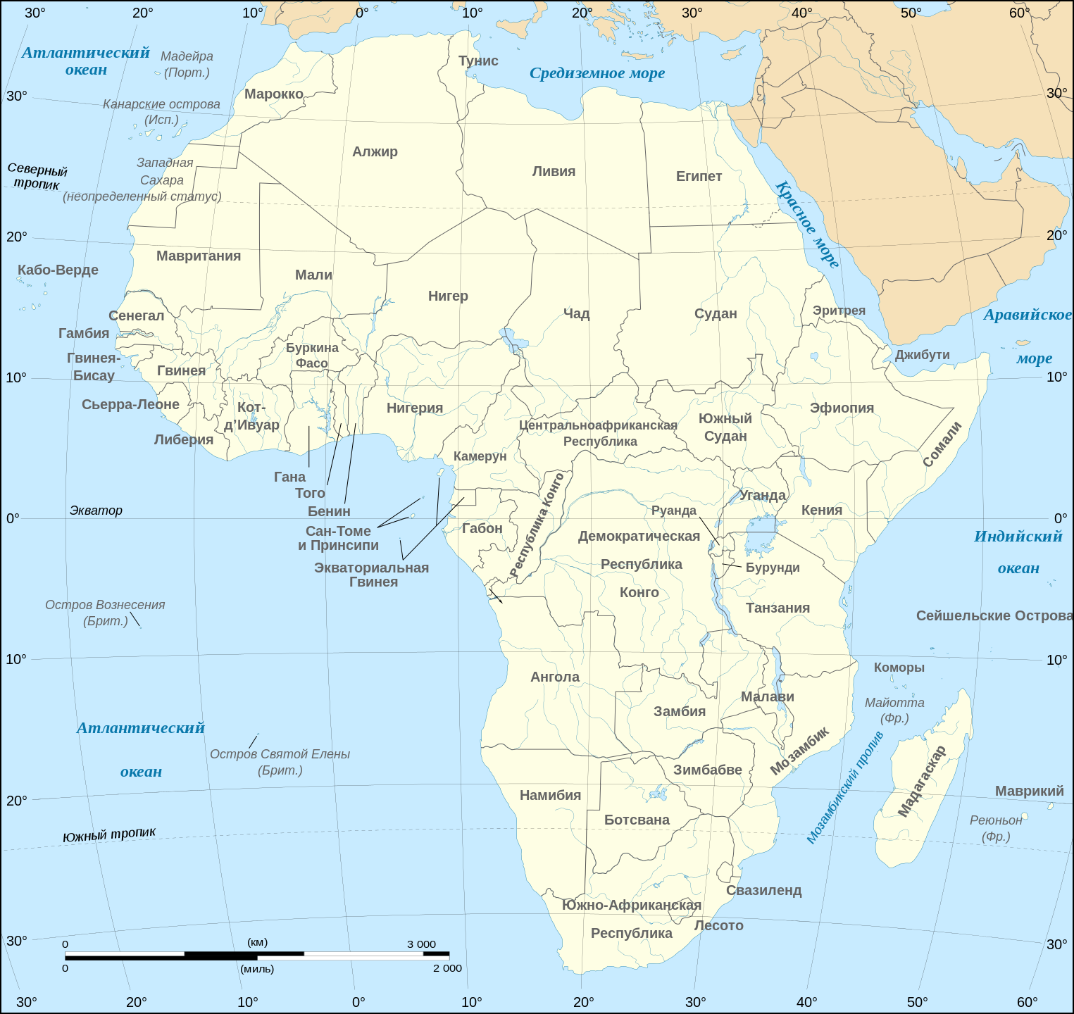 Church Of Hive 政治地図と首都の名前を持つアフリカのすべての国のリスト