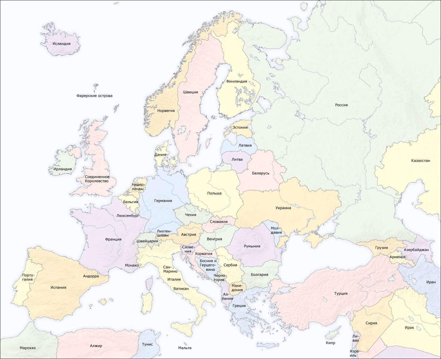 Church Of Hive 政治地図と首都の名前を含むすべてのヨーロッパ諸国のリスト